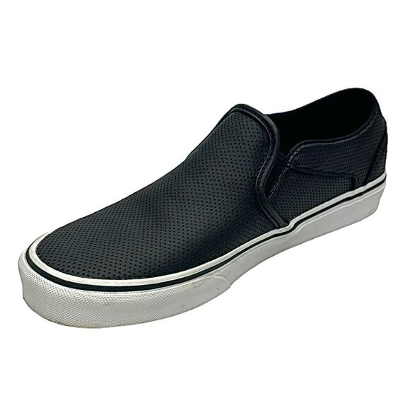 Vans Asher Perforated Women's Slip On Shoes Size 9 Medium Black Pre-Owned - Picture 2 of 12